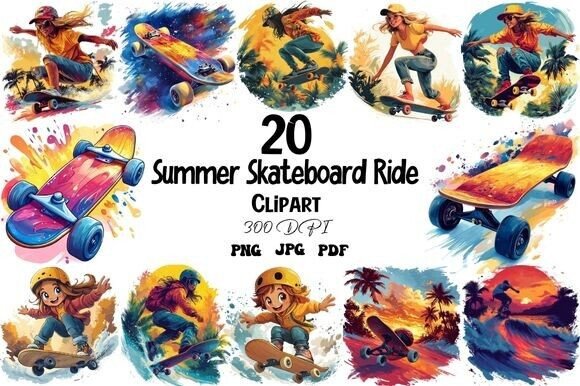 Download Summer Skateboard Ride Clipart - Skateboard Collection