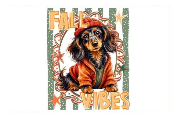 Download Fall Vibes Dachshund Dog Illustration - Dog Collection