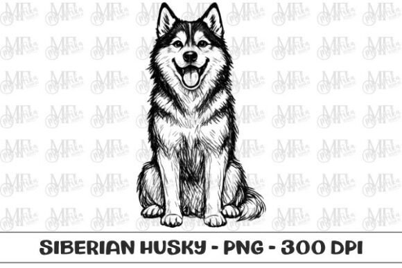 Download Siberian Husky Dog Sketch PNG - Dog Collection