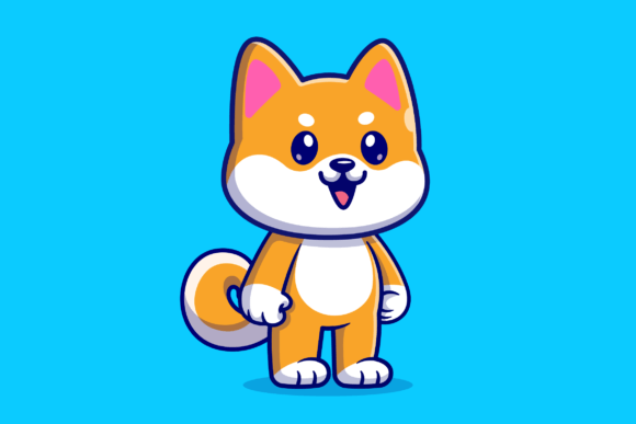 Download Cute Shiba Inu Dog Standing Cartoon - Dog Collection