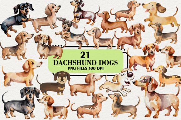 Download Kawaii Dachshund Dogs Clipart Bundle - Dog Collection