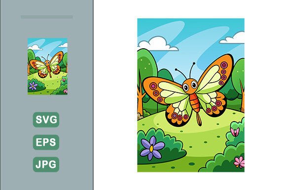 Download Butterfly Vector Landscape Background - Premium Bundle