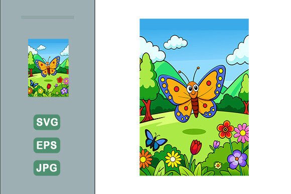 Download Butterfly Vector Landscape Background - Premium Resources