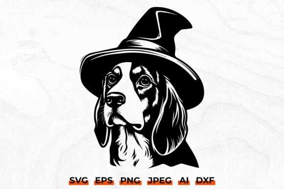 Download Halloween Beagle Dog in Witch Hat SVG - Dog Collection