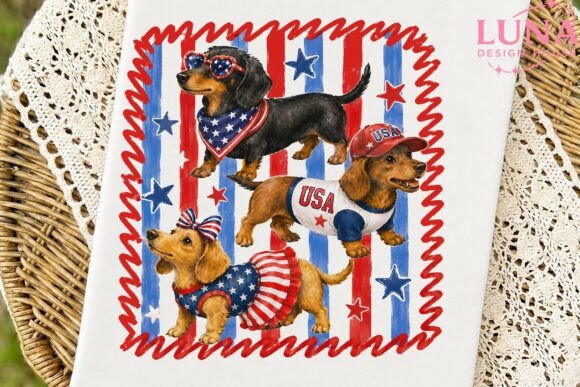 Download Patriotic Dachshund Dogs 4th July PNG - Dog Collection