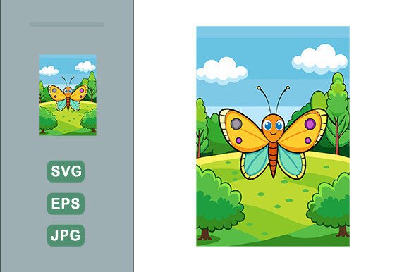 Download Butterfly Vector Landscape Background - Premium Bundle