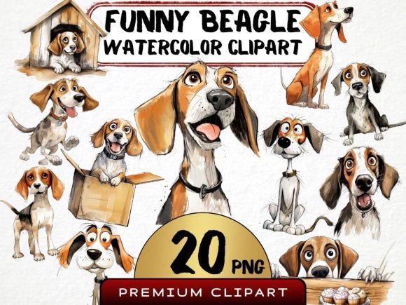 Download Funny Beagle Dog Clipart Bundle - Dog Collection
